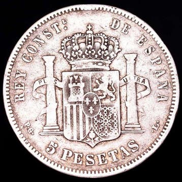 Espagne. Alphonse XIII. 5 Pesetas 1893 Madrid PGL (Sans prix