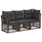 vidaXL Tuinbank Set 3 pcs Grijs poly rattan, Verzenden, Nieuw