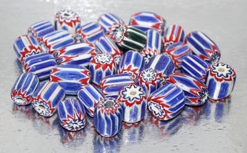 30 grote handgemaakte Chevron-glazen kralen van hoge
