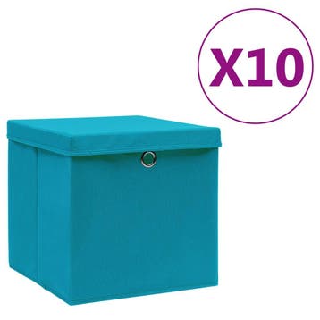 vidaXL Opbergboxen met deksel 10 st 28x28x28 cm babyblauw, Verzenden, Nieuw