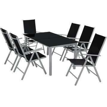 tectake Aluminium zitgroep 6+1 - zilver, Verzenden, Nieuw