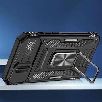 iPhone 15 Plus - Armor Hoesje met Kickstand en Camera Slide, Télécoms, Téléphonie mobile | Housses, Coques & Façades | Apple iPhone