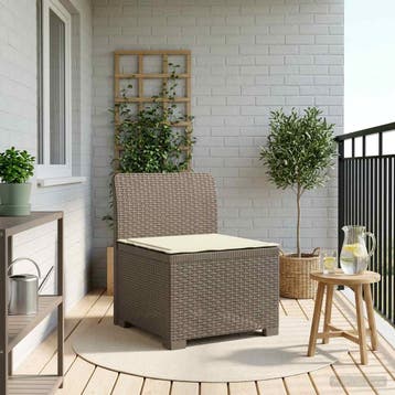 vidaXL Eén-zits Tuin Sofa met Kussen Rieten Look PP, Tuin en Terras, Verzenden, Nieuw