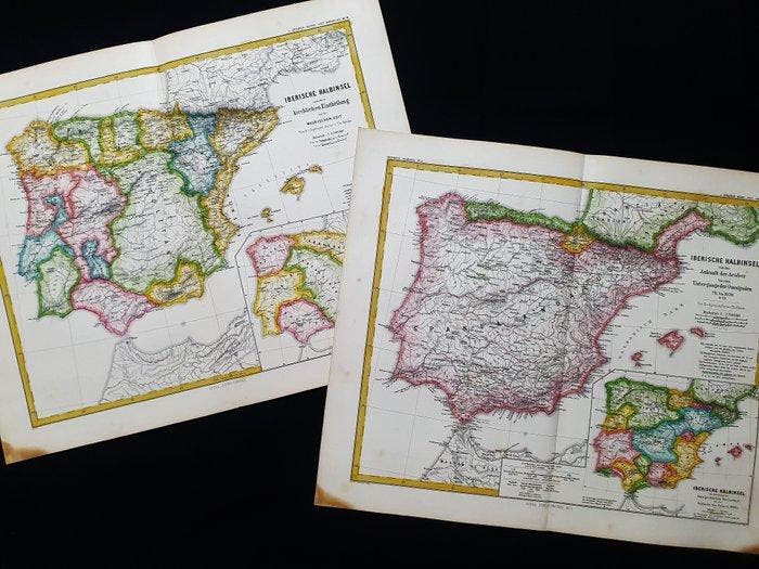 Europa - [LOT of 2] - Spanje / Portugal / Balearen / Ibiza;, Boeken, Atlassen en Landkaarten