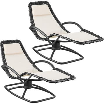 tectake Ligstoel Toulon, ergonomisch, schommelfunctie - beig, Jardin & Terrasse, Ensembles de jardin, Verzenden