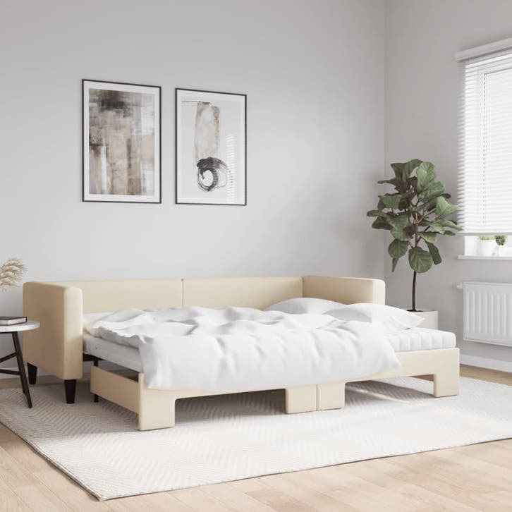 vidaXL Slaapbank met onderschuifbed en matrassen 80x200 cm, Maison & Meubles, Chambre à coucher | Lits, Envoi