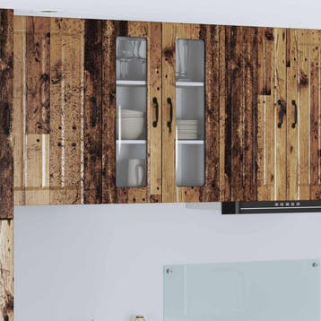 vidaXL Wandglas Kasten LUCCA Oud hout 60 x 31 x 80 cm, Verzenden