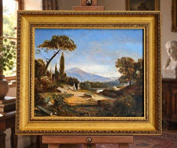 École européenne (XX) - Paysage aux cyprès - NO RESERVE