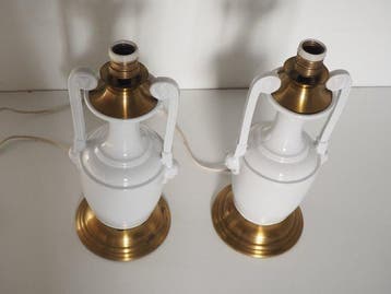 Tafellamp - Vintage Italiaanse Regency witte porseleinen, Nieuw