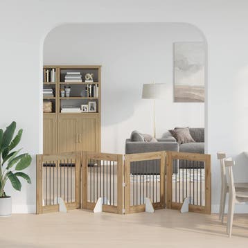 vidaXL Opvouwbaar hondenhekje met standaards 4 st Artisanaal, Dieren en Toebehoren, Verzenden, Nieuw
