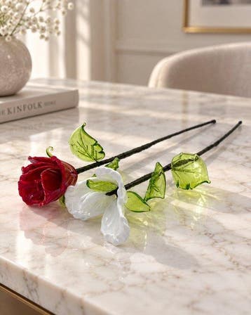 Sculpture, Rose Di Murano - 30 cm - verre de Murano