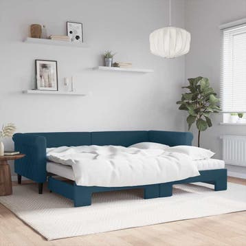 vidaXL Slaapbank onderschuifbed en matrassen 90x200 cm, Verzenden