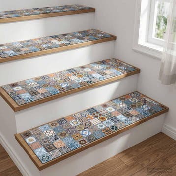 vidaXL Traptredenmatten 15 st 76 x 20 cm Blauw Polyester, Doe-het-zelf en Bouw, Verzenden, Nieuw