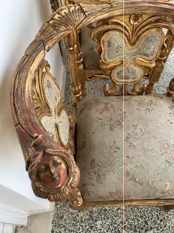 Ernesto Basile - Fauteuil - Eik - Fauteuil Art Nouveau, Antiek en Kunst