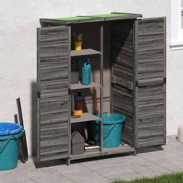 vidaXL Tuinschuur 83x57x140 cm massief grenenhout grijs, Verzenden