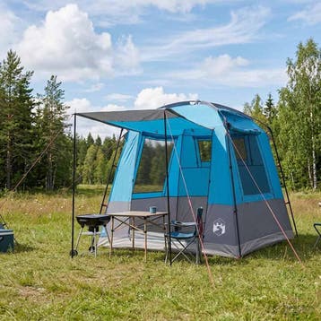 vidaXL Partytent Blauw 4-persoons 185T Polyester met PU, Verzenden, Nieuw