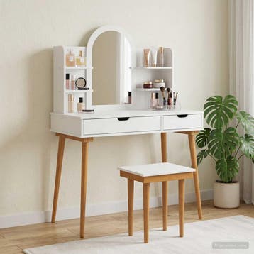 vidaXL Kaptafel FAUSKE Wit 112 x 50 x 78 cm, Huis en Inrichting, Verzenden, Nieuw