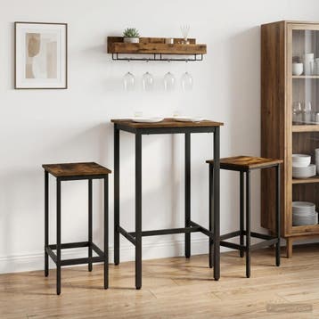 vidaXL Barkruk 2 st Gerookt eiken 40 x 32 x 74 cm Bewerkt, Verzenden, Nieuw
