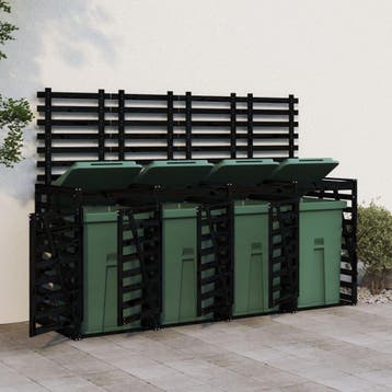 vidaXL Containerberging viervoudig massief grenenhout zwart, Doe-het-zelf en Bouw, Verzenden
