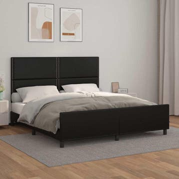 vidaXL Bedframe met hoofdbord kunstleer zwart 180x200 cm, Huis en Inrichting, Verzenden, Nieuw
