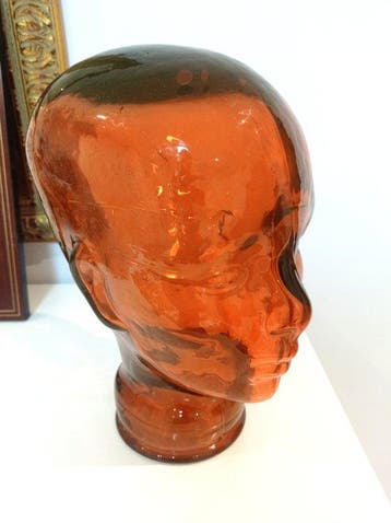 Figuur - Glas, Hoofd, borstbeeld, oranje