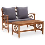 vidaXL 2-delige Loungeset met kussens massief acaciahout, Verzenden, Nieuw, Loungeset