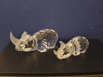 Swarovski - Beeldje - Neushoorn groot en klein (2) - Kristal