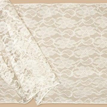 Kant lint Creme breed Tafelloper 35 cm x 275 cm, Nieuw