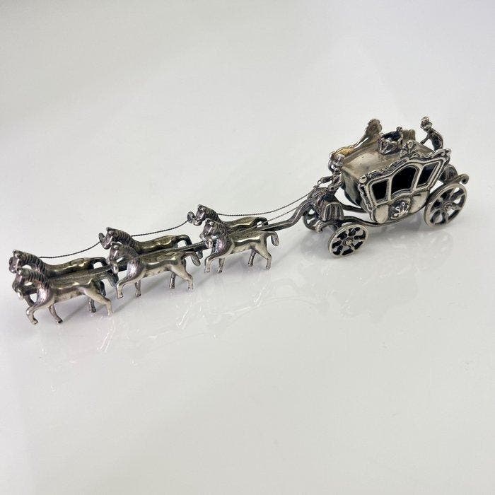 Hallmarked JOW - Koets - Verzamelobject koninklijk, Antiek en Kunst, Antiek | Zilver en Goud