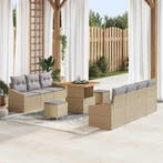 vidaXL Tuinbank Set met kussen 10 pcs Beige poly rattan, Verzenden, Nieuw