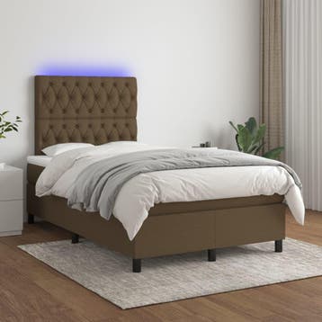 vidaXL Boxspring met matras en LED stof donkerbruin 120x200, Verzenden, Nieuw
