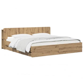 vidaXL Bedframe met opbergruimte en hoofdbord Artisanaal, Verzenden, Nieuw