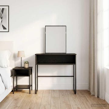 vidaXL Kaptafel met plank Zwart eiken 81 x 40 x 131 cm, Verzenden, Nieuw