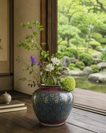 Ikebana vaas - Keramiek - Japan - Kutani-porselein vaas, Antiek en Kunst