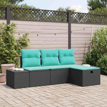 vidaXL Tuinbank Set 4 st poly rattan, Verzenden, Nieuw