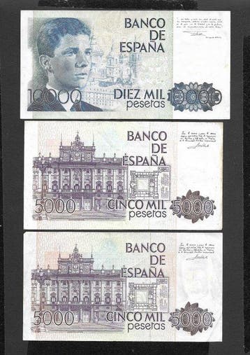 Spanje. - 2 x 5000, 10 000 Pesetas - 1979/1985 (Zonder, Postzegels en Munten