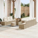 vidaXL Tuinbank Set met kussen met opslag 10 pcs Beige Poly, Verzenden