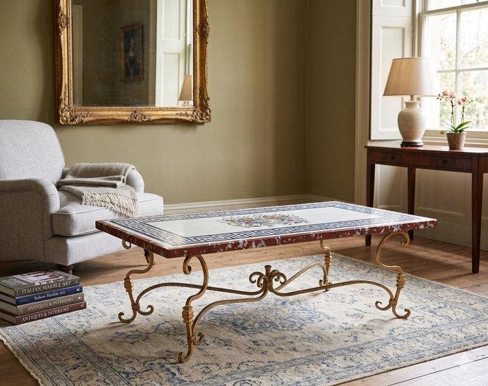 Middentafel - Marmer, Steen, Lapis Lazuli - Marmeren, Antiek en Kunst, Antiek | Meubels | Stoelen en Sofa's