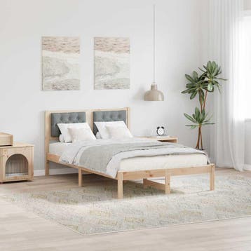 vidaXL Bedframe Lichtgrijs 135 x 190 cm Massief grenenhout, Verzenden, Nieuw