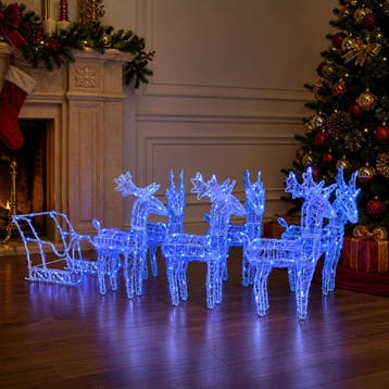 vidaXL Kerstversiering rendieren en slee 320 LEDs acryl, Diversen, Verzenden, Nieuw