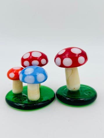 Handmade Murano glass - Sculpture, Funghetti colorati - 5 cm, Antiquités & Art, Antiquités | Verre & Cristal