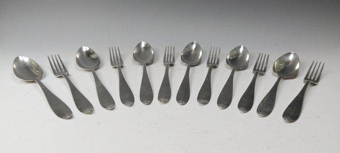 Johan Curvers, Rotterdam (1833-1846) - Bestekset (12) - .835, Antiek en Kunst, Antiek | Zilver en Goud