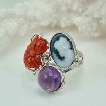 Koraal - Zilver - Ring - CORALLO MEDITERRANEO