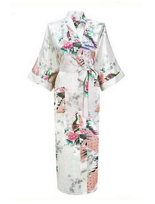 KIMU® Kimono Wit 7/8e M-L Yukata Satijn Boven dekel Lange Wi, Kleding | Dames, Carnavalskleding en Feestkleding, Nieuw, Ophalen of Verzenden