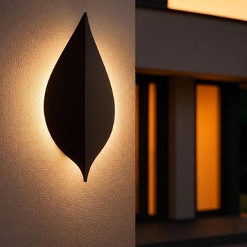 Wandverlichting modern Leaf Muurlamp Zwart Buitenverlichting, Verzenden