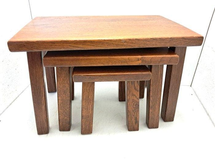 Tables gigognes - Chêne - Trois tables dappoint, Antiek en Kunst, Kunst | Designobjecten