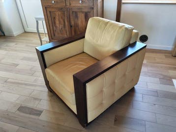 Fauteuil (2) - Leder, hard hout - Art-deco-fauteuils, Antiek en Kunst
