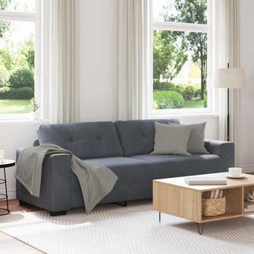 vidaXL 3-zitsbank / zetel donkergrijs 220x78x80 cm fluweel, Verzenden, Nieuw
