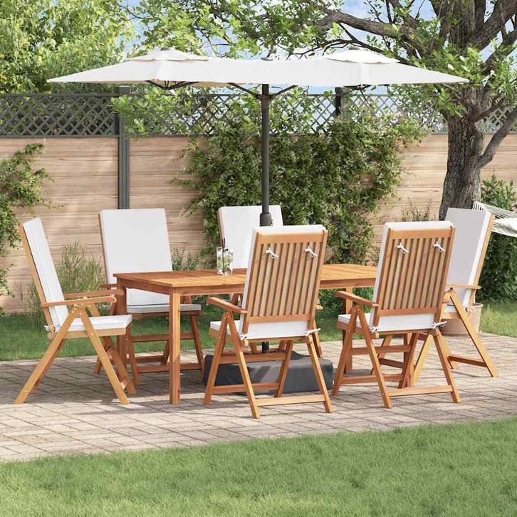 vidaXL Tuinstoel 6 st Bruin en wit Massief Teakhout, Jardin & Terrasse, Chaises de jardin, Envoi