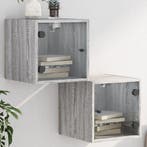 vidaXL Nachtkastjes met glazen deuren 2 st 35x37x35 cm grijs, Verzenden